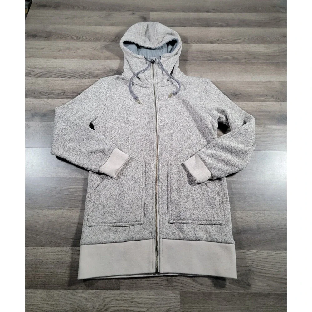 Burton Minxy Sweater Full Zip Hoodie Jacket Size XS Gray Heather Long Length
